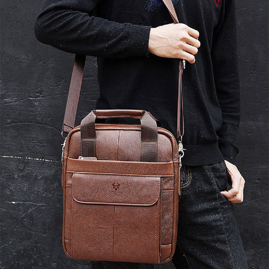 Men’s Genuine Leather Messenger Bag – Hummer Business Commute Shoulder Bag for Work & Travel