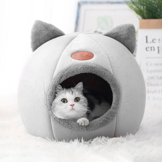 Cozy Winter Pet Bed – Soft Indoor Cave Nest for Cats & Small Dogs, Warm Tent-Style Sleeping Mat